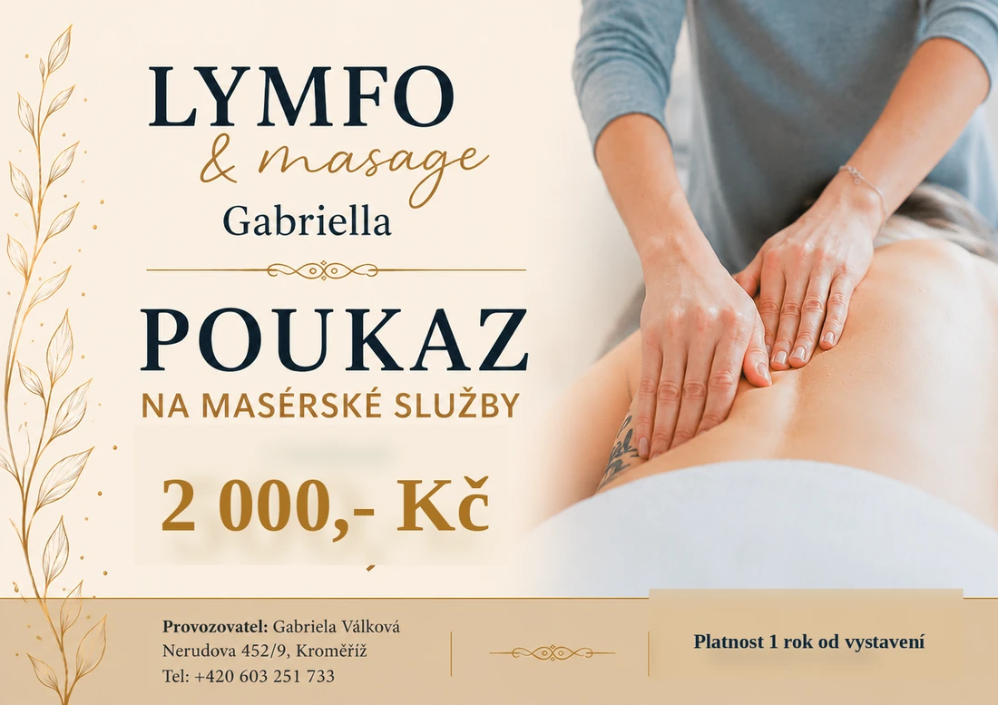 Dárkový poukaz LYMFO & massage Gabriella v hodnotě 2 000 Kč
